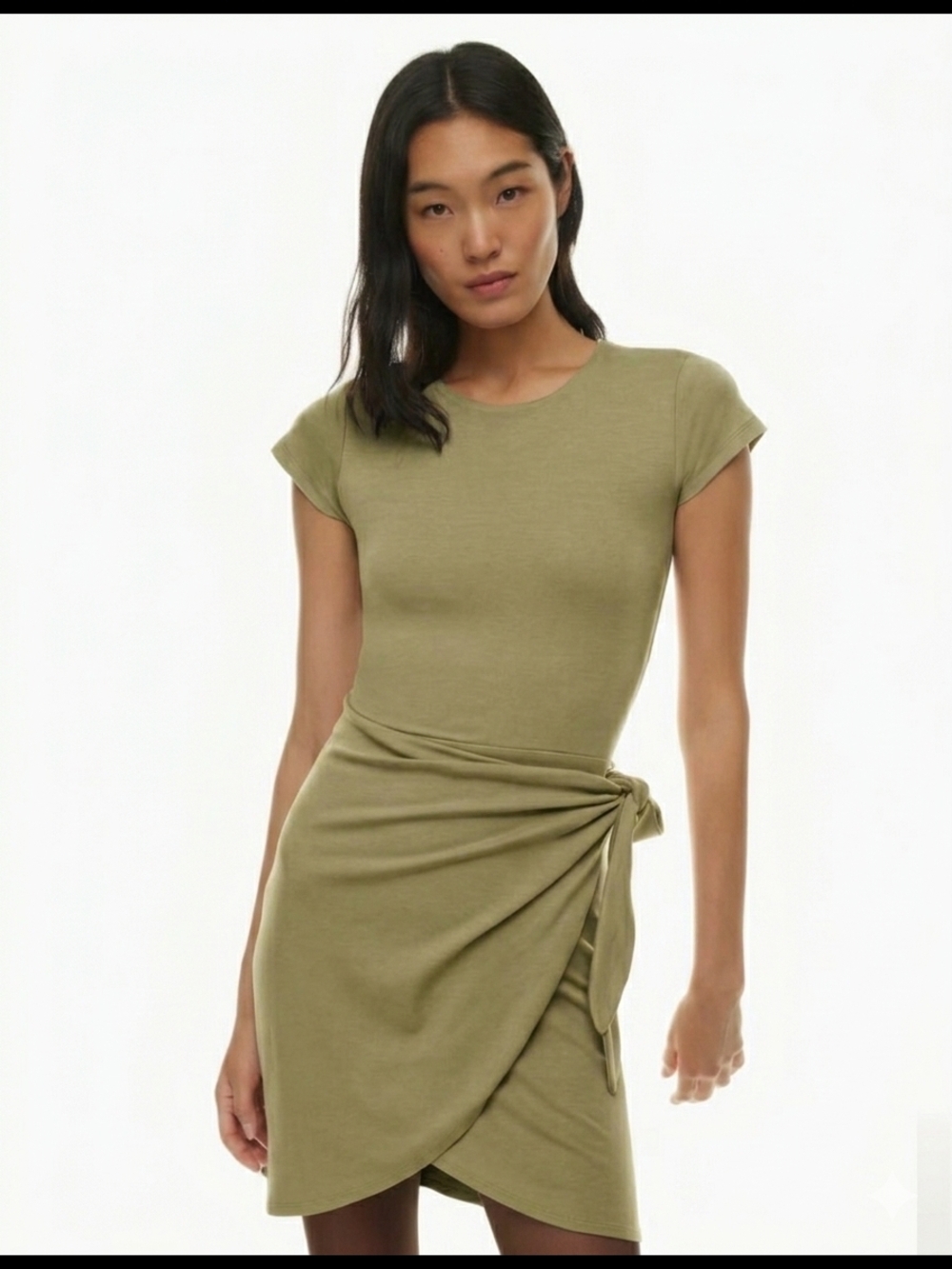 Olive Tie-Waist Mini Dress – Women